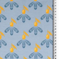 Jersey Blüten jeansblau