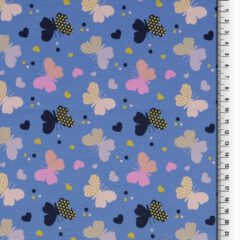 Jersey mit Glitzer-Schmetterlinge jeansblau