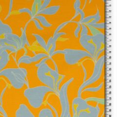 Jersey Blumen/Ranken gelb/hellblau