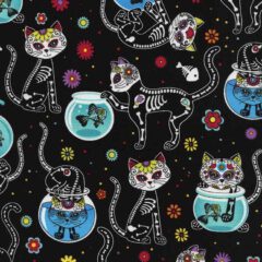Baumwolle skelettierte Katzen schwarz